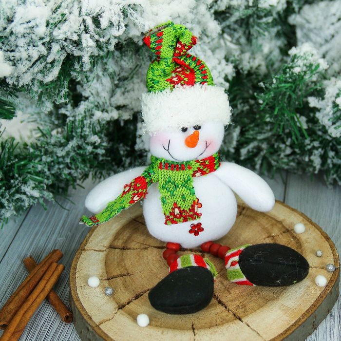 Мягкая игрушка "Снеговик" ножки бусинки 6*19 см