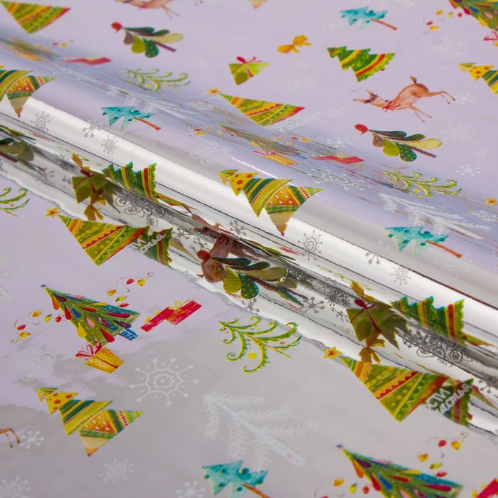 Бумага упаковочная голография "Радости и счастья" ,70 х100 см