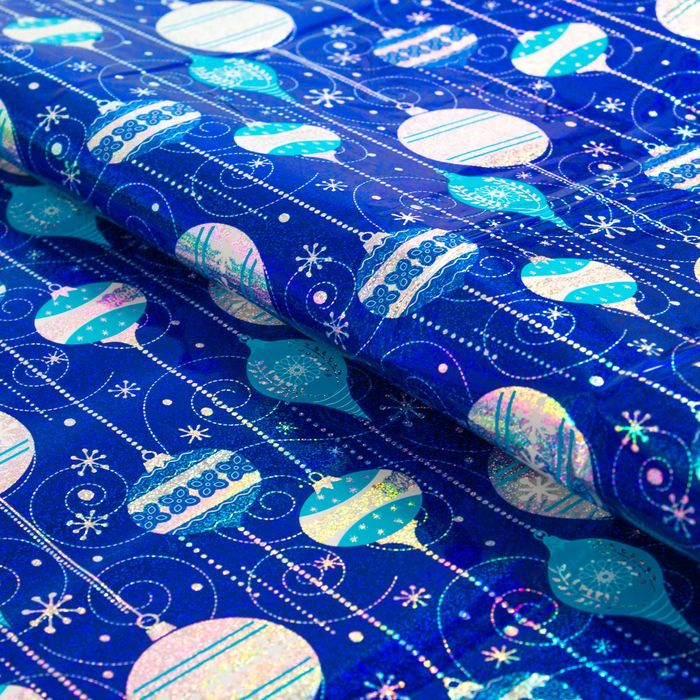 Бумага упаковочная голография "Новогодние шары" ,70 х100 см