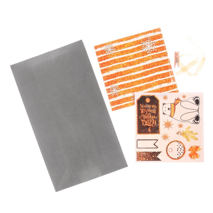 Пакет подарочный без ручек с декором «Зимняя ночь», 15 × 28 см