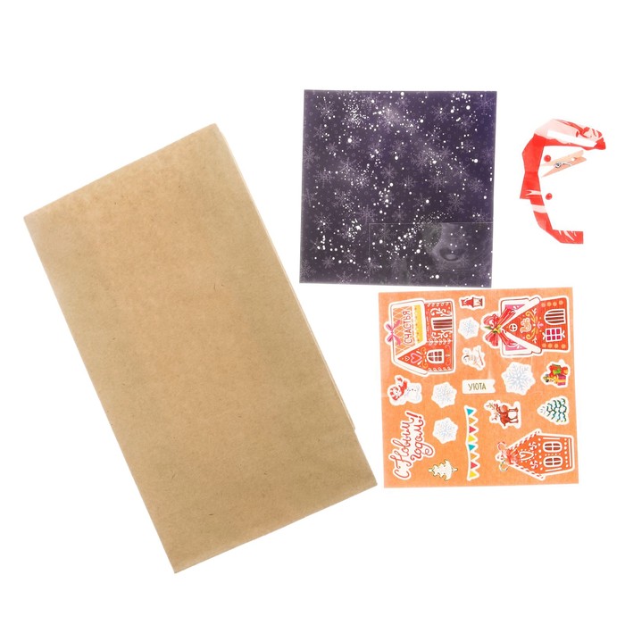 Пакет подарочный без ручек с декором «Имбирный праздник», 15 × 28 см