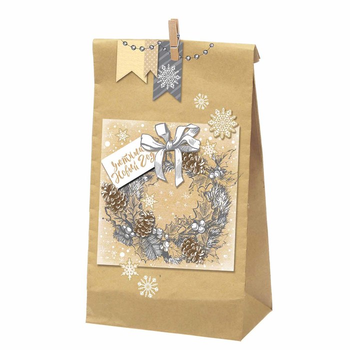 Пакет подарочный без ручек с декором «Праздник к нам приходит», 15 × 28 см