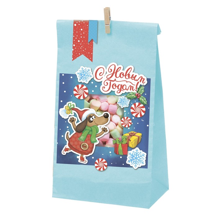 Пакет подарочный без ручек с декором «С Новым Годом», 15 × 28 см