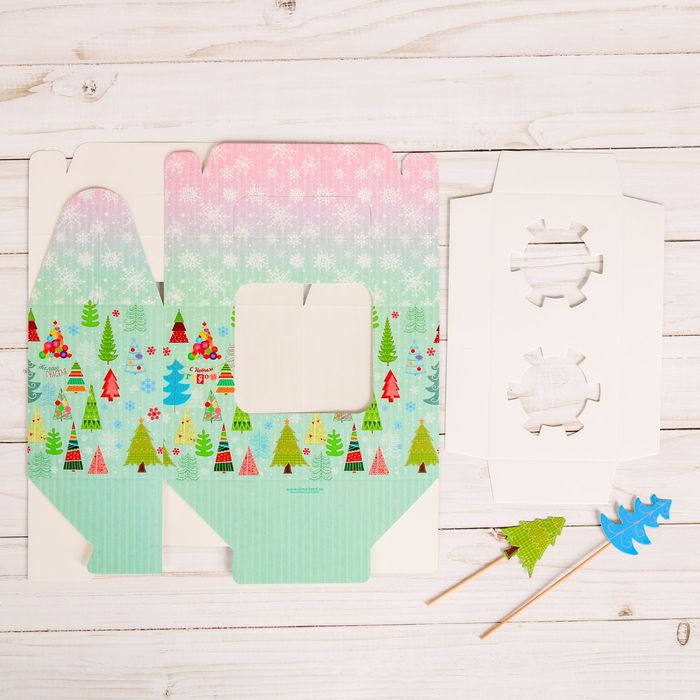 Коробочка под капкейки с топперами «Новогодний хоровод», 16 х 10 х 8 см