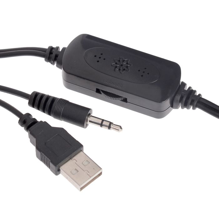 Акустическая система 2.0, провод 1 м, Jack3.5 и USB, черная