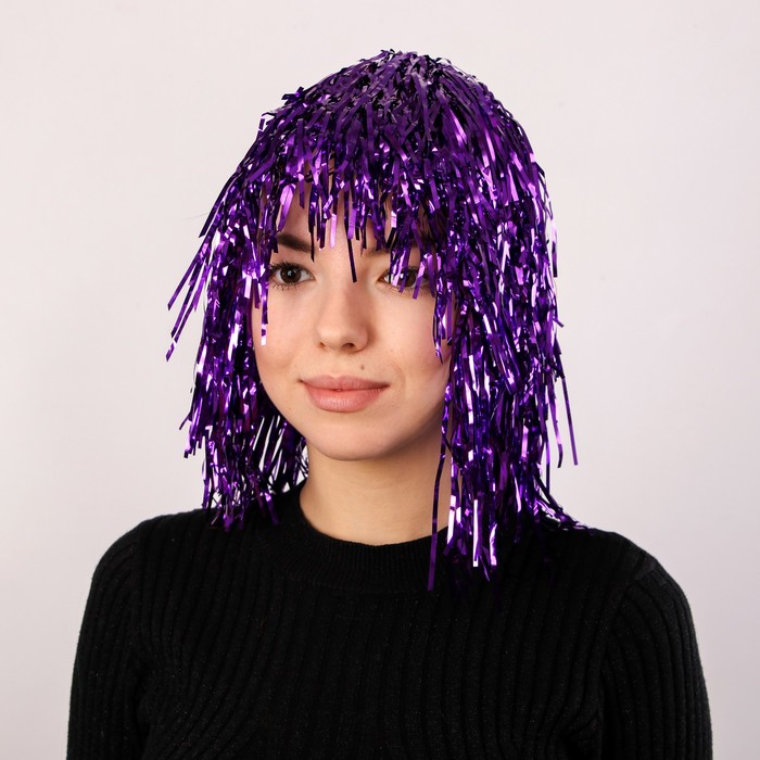 Карнавальный парик "Дождь" 35 см, цвет фуксия