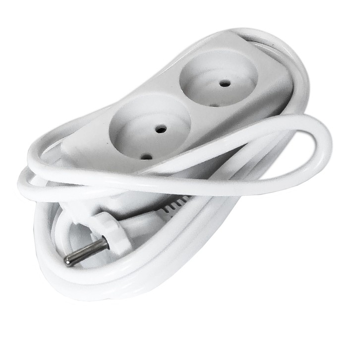 Удлинитель бытовой EUROTEX без заземления, 2*0,75мм*2м, 2 розетки, 8 A