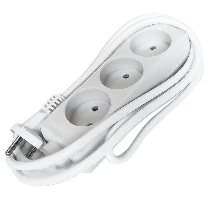 Удлинитель бытовой EUROTEX без заземления, 2*0,75мм*2м, 3 розетки, 8 A