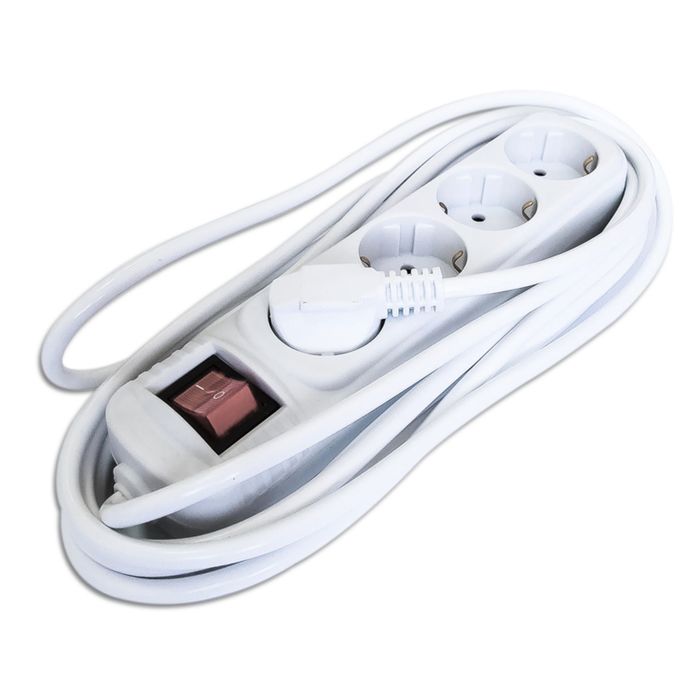 Удлинитель бытовой EUROTEX с зазем., выключателем, 3*1мм*5м, 4 розетки, 10 A