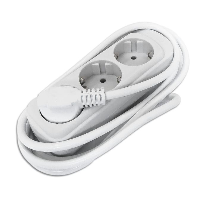 Удлинитель бытовой EUROTEX с заземлением , 3*0,75мм*2м, 3 розетки, 8 A