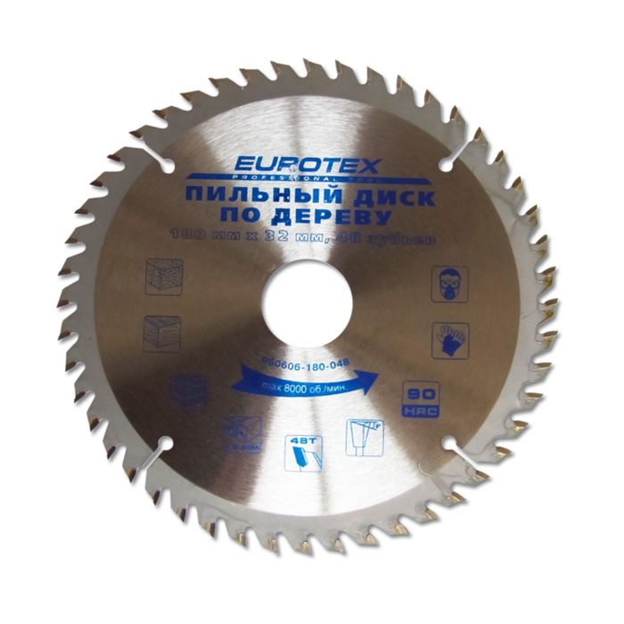 Диск пильный по дереву EUROTEX 180х32х48 зубьев кольца 32/30