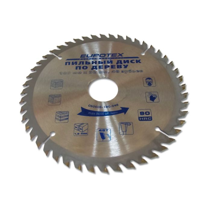 Диск пильный по дереву EUROTEX 180х32х48 зубьев кольца 32/30