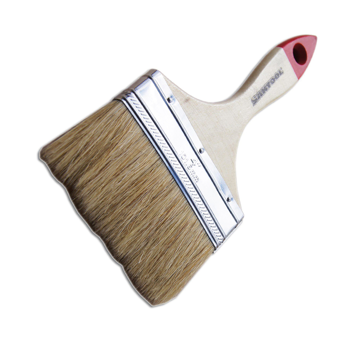Кисть SANTOOL плоская 100 мм, натуральная щетина, деревянная ручка