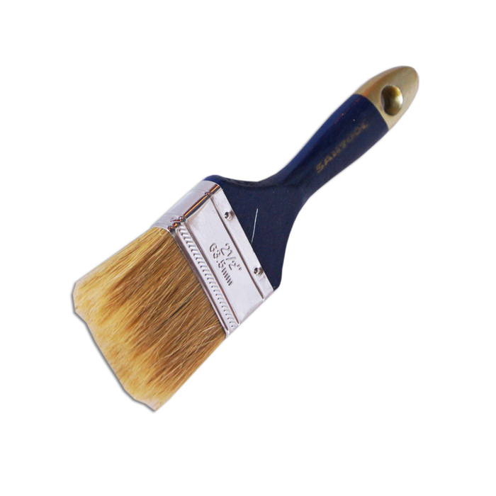 Кисть SANTOOL плоская ЭКСПЕРТ 63 мм, натуральная щетина синяя деревянная ручка