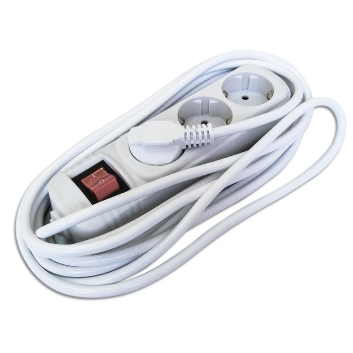 Удлинитель бытовой EUROTEX с зазем., выключателем, 3*1мм*5м, 3 розетки, 10 A