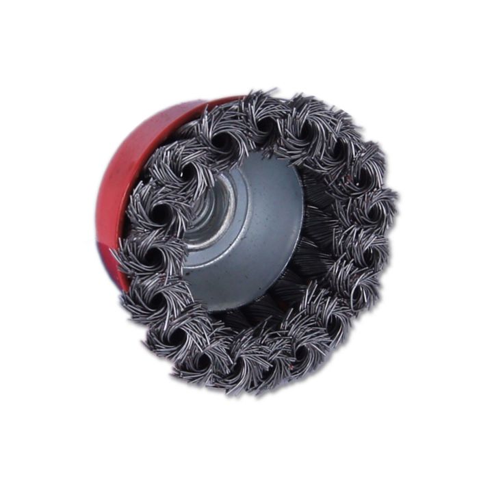 Щетка SANTOOL для болгарки 75 мм М14 "чашка" крученая металлическая проволока