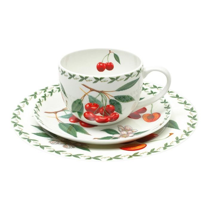 Набор: чашка, блюдце, тарелка "Вишня", в подарочной упаковке, 0.25 л, 20 см