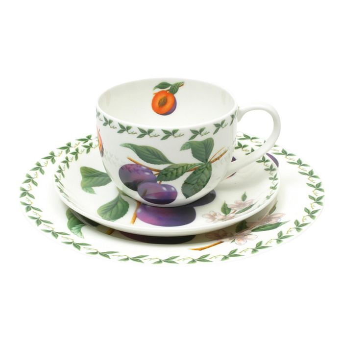 Набор: чашка, блюдце, тарелка "Слива", в подарочной упаковке