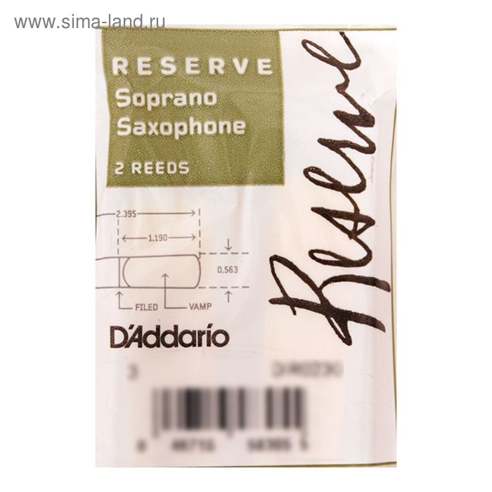 цена Трости Rico DIR0230 Reserve для саксофона сопрано, размер 3.0, 2шт