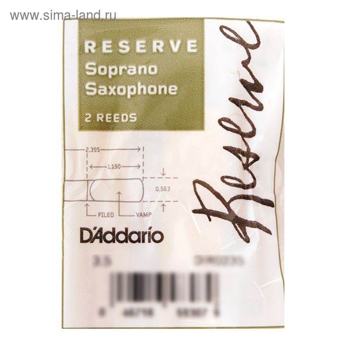 цена Трости Rico DIR0235 Reserve для саксофона сопрано, размер 3.5, 2шт