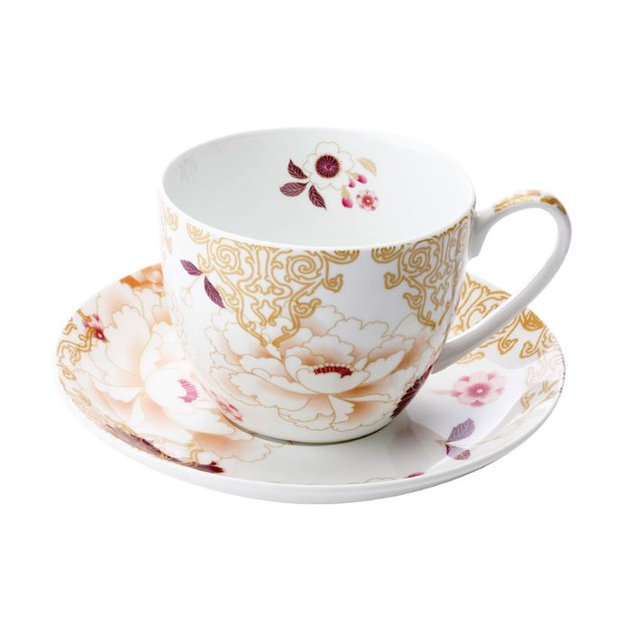 Чашка с блюдцем "Кимоно", белый, в подарочной упаковке