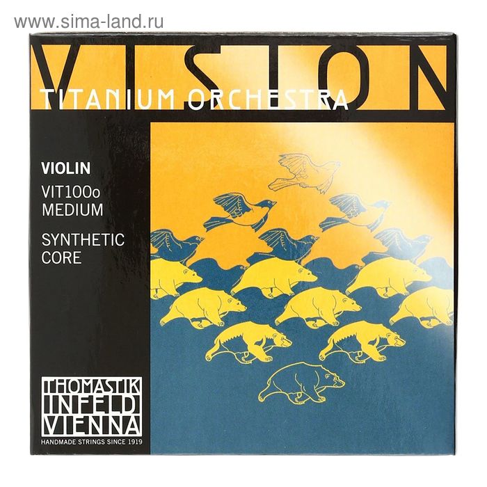 Комплект струн для скрипки Thomastik VIT100o Vision Titanium Orchestra среднее натяжение струны для скрипки thomastik vit100o vision titanium orchestra