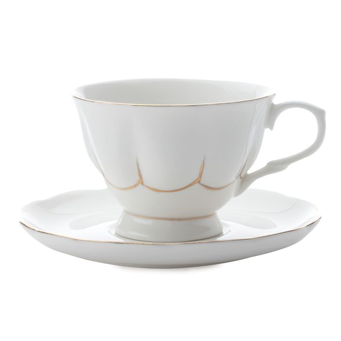 Чашка с блюдцем белая, "Свежее дыхание", в подарочной упаковке