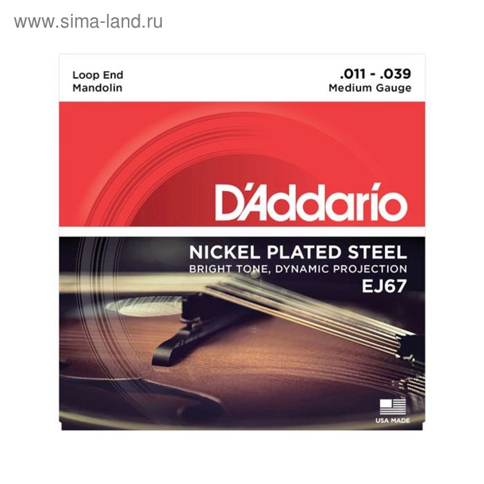 Струны для мандолины D'Addario EJ67  никелированные, Medium, 11-39