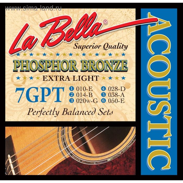 

Комплект струн для акустической гитары La Bella 7GPT 10-50