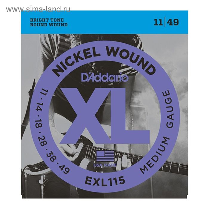 цена Струны для электрогитары D`Addario EXL115 XL NICKEL WOUND Blues/Jazz Rock 11-49