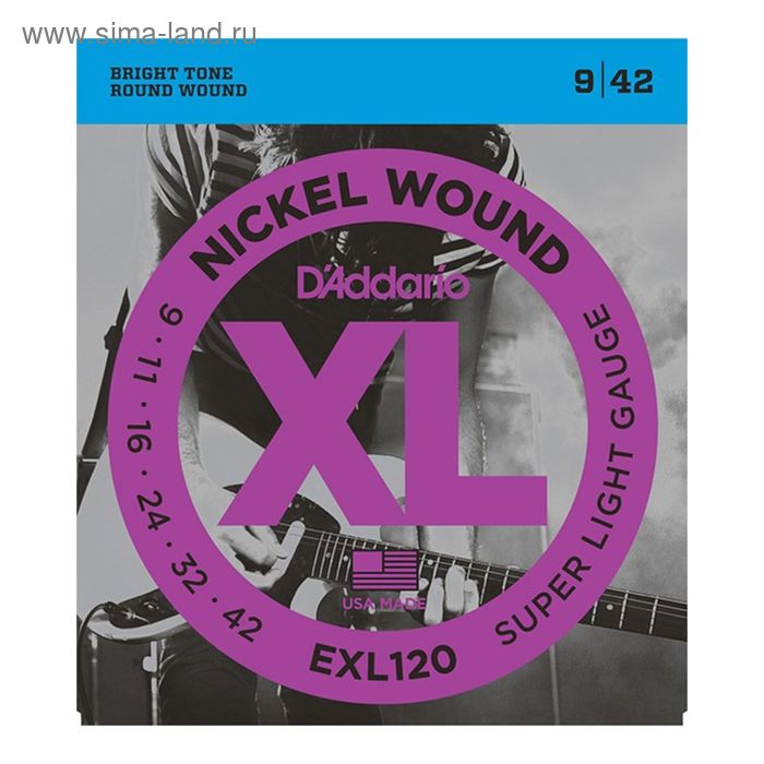 Струны для электрогитары EXL120 XL NICKEL WOUND Super Light 9-42 exl120 xl nickel wound струны для электрогитары super light 9 42 d addario