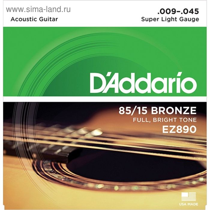 фото Струны для акустической гитары d`addario ez890 american bronze 85/15 super light 9-45