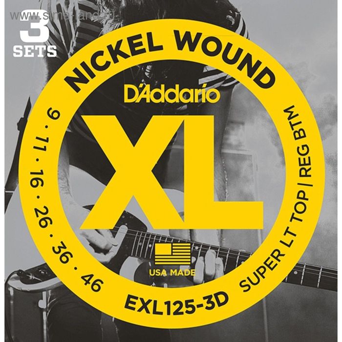 фото Струны для электрогитары d'addario exl125-3d nickel wound superlighttop/regular bottom d`addario