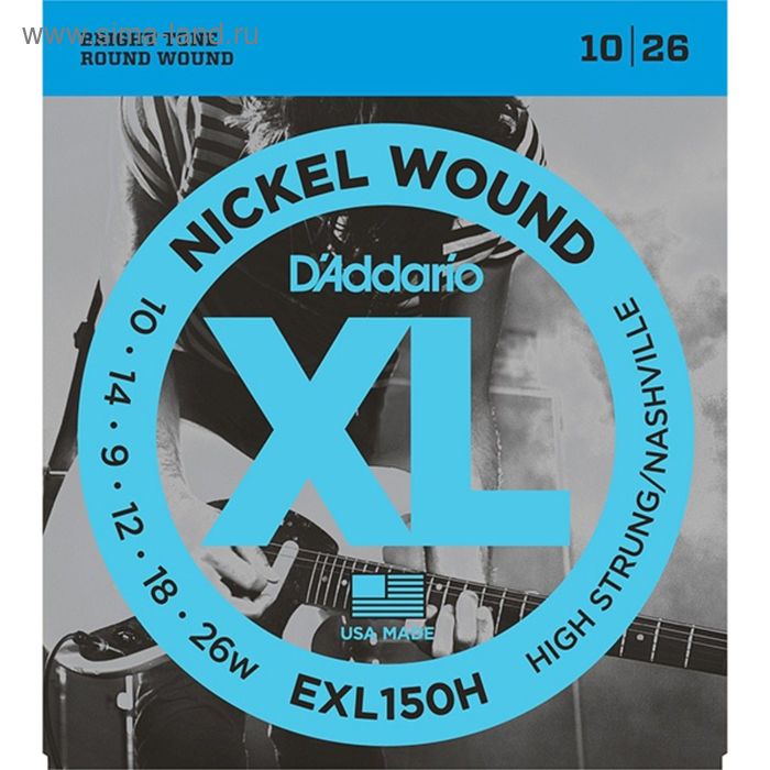 фото Струны для электрогитары d'addario exl150h nickel wound high-strung/nashville tuning 10-26 d`addario