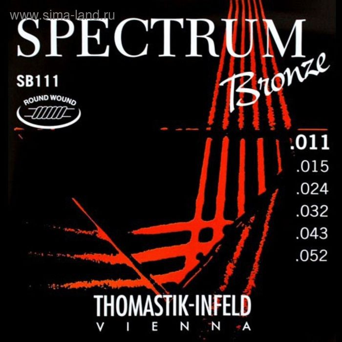 Комплект струн для акустической Thomastik SB111 Spectrum Bronze сталь/бронза, 011-052 комплект струн для акустической thomastik sb111 spectrum bronze сталь бронза 011 052