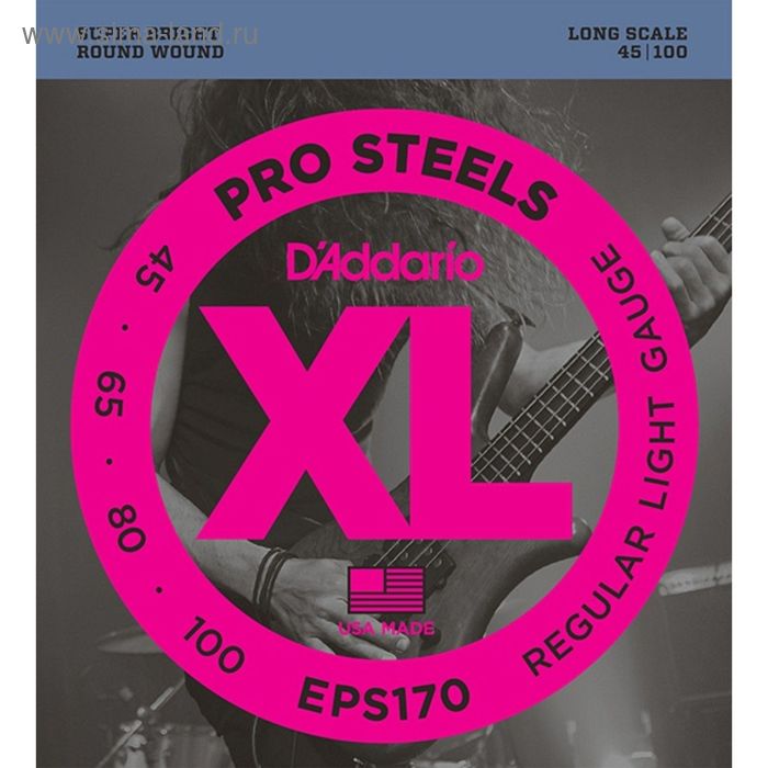 

Струны для бас-гитары D'Addario EPS170 ProSteels Light, 45-100, Long Scale