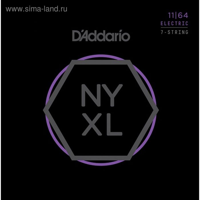 фото Струны для 7-струнной электрогитары d'addario nyxl1164 nyxl medium, 11-64 d`addario