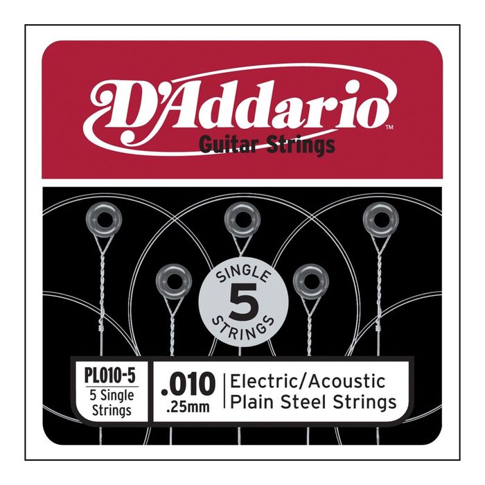 Отдельная стальная струна без обмотки D`Addario PL011-5 Plain Steel 011, 5шт