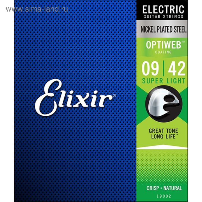 фото Комплект струн для электрогитары elixir 19002 optiweb никелированная сталь, super light