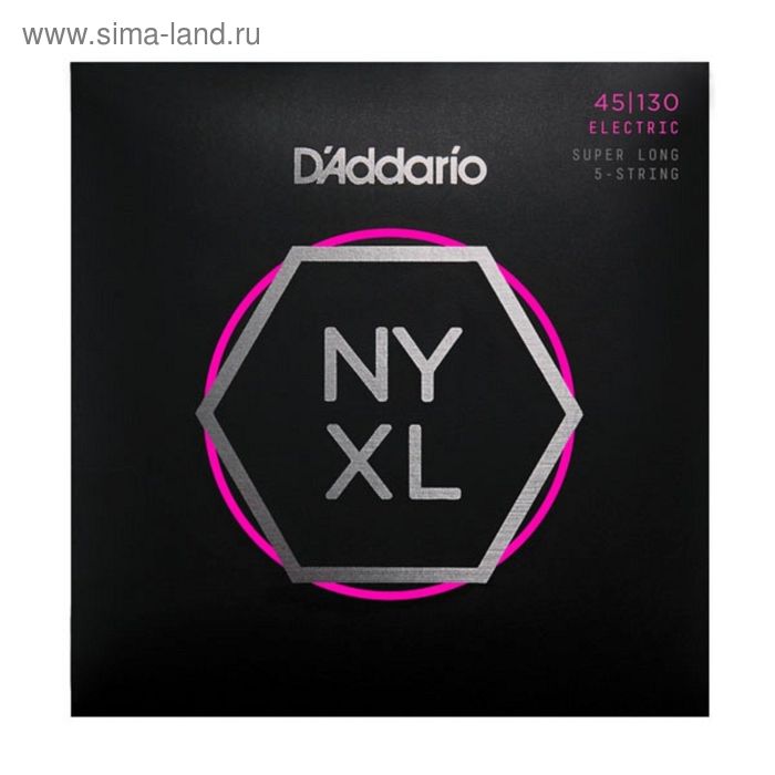 фото Струны для 5-струнной бас-гитары d'addario nyxl45130sl nyxl super long, reglight, 45-130 d`addario