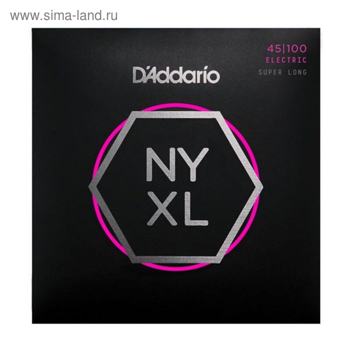 фото Струны для бас-гитары d'addario nyxl45100sl nyxl никел, super long, regular light, 45-100 d`addario