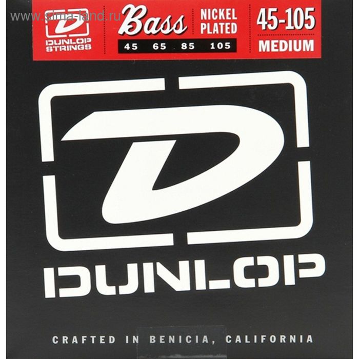 Комплект струн для бас-гитары Dunlop DBN45105 никелированные, Medium Light, 45-105 комплект струн для бас гитары dunlop dbmms45125 marcus miller super bright нерж сталь 45 125 217