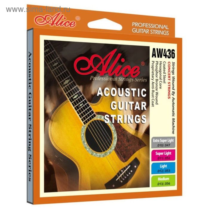 фото Струны для акустической гитары alice aw436-xl фосфорная бронза 10-47
