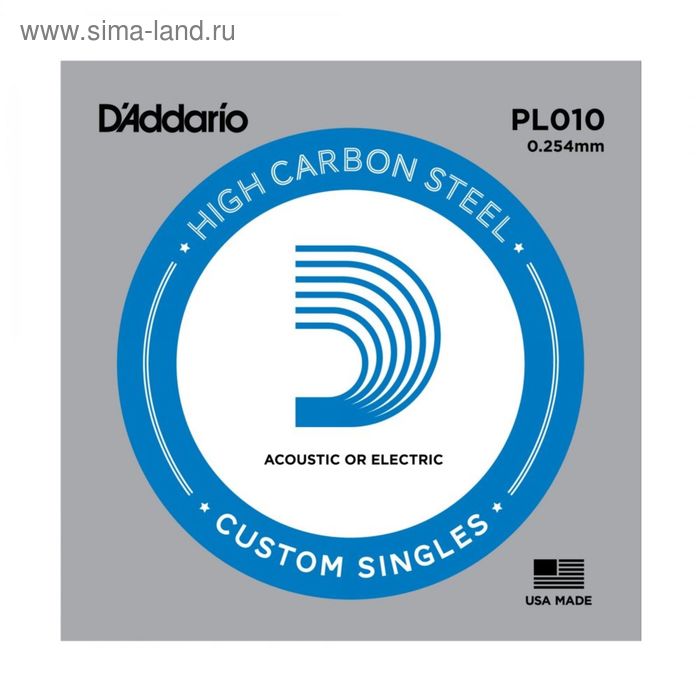 Отдельная стальная струна D`Addario PL010 PLAIN STEEL без обмотки 0.010