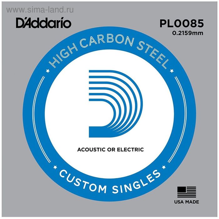 фото Отдельная струна d'addario pl0085 plain steel без обмотки, сталь, .0085, d`addario