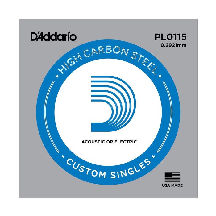 Отдельная струна D'Addario PL0115 Plain Steel без обмотки, сталь, .0115,