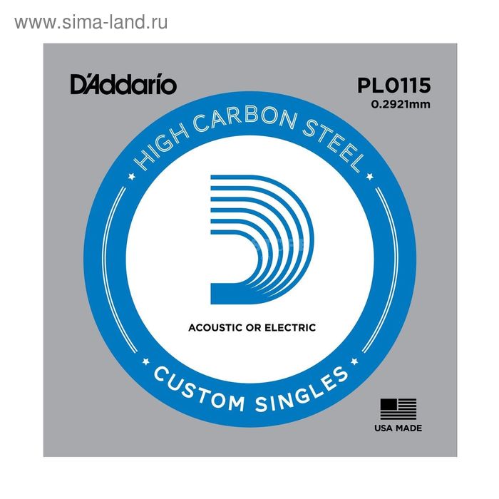 фото Отдельная струна d'addario pl0115 plain steel без обмотки, сталь, .0115, d`addario