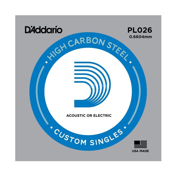 Отдельная струна D'Addario PL026 Plain Steel без обмотки, сталь, .026,
