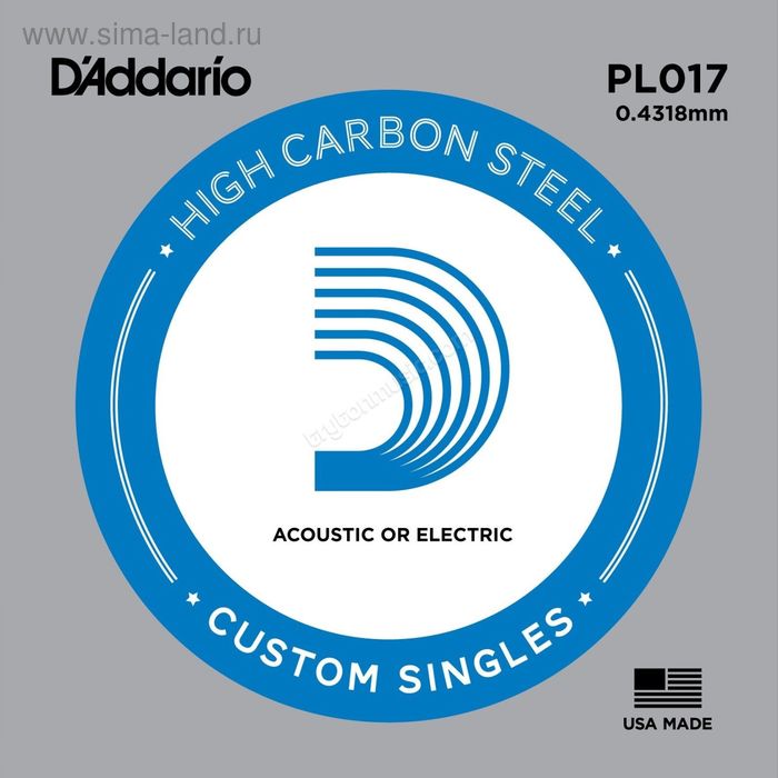 Отдельная струна D'Addario PL017 Plain Steel без обмотки, сталь, .017,