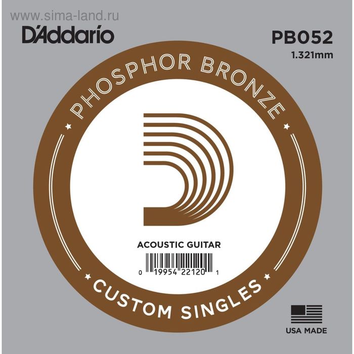 фото Отдельная струна d'addario pb052 phosphor bronze для акустической гитары d`addario